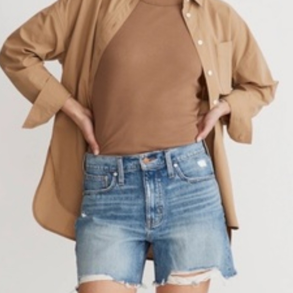 Madewell Relaxed Mid Length Distressed Denim Shorts 31